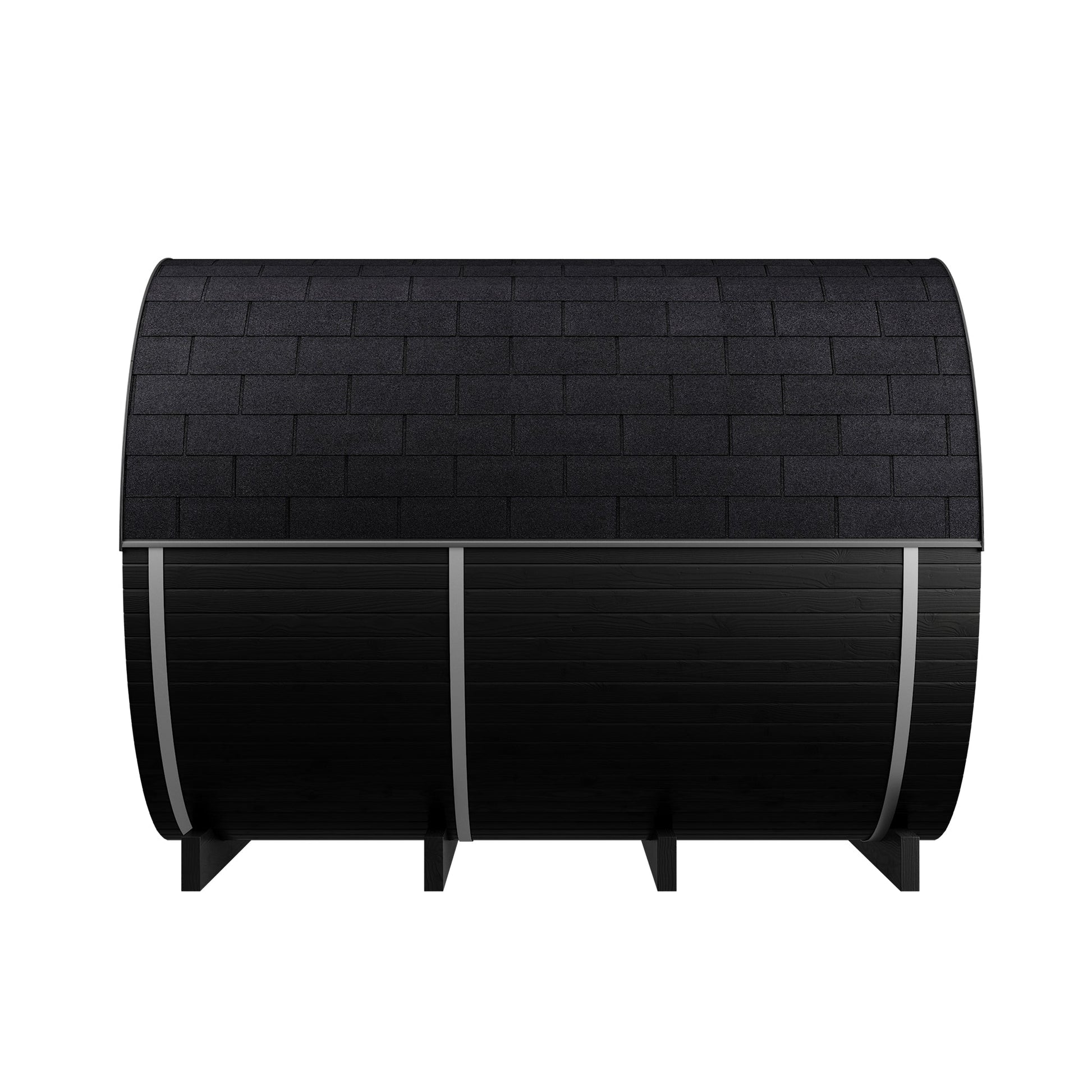 Thermo Wood Barrel Sauna with Window - Regular with Changing Room Black (2 - 4 Person) Barrel Sauna | Finnmark Sauna