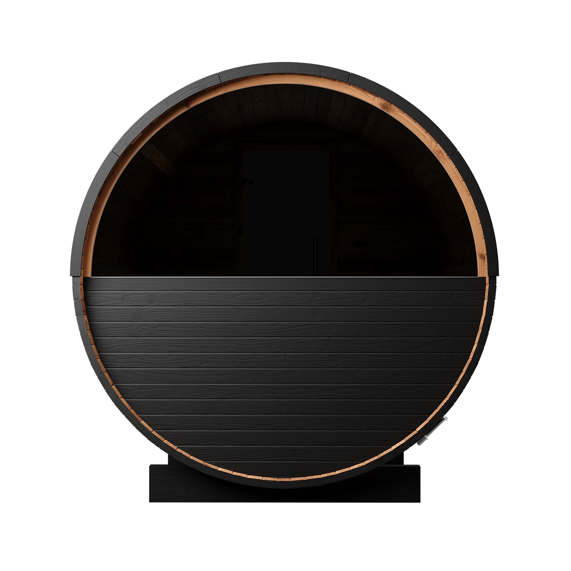 Thermo Wood Barrel Sauna with Window - Regular with Changing Room Black (2 - 4 Person) Barrel Sauna | Finnmark Sauna