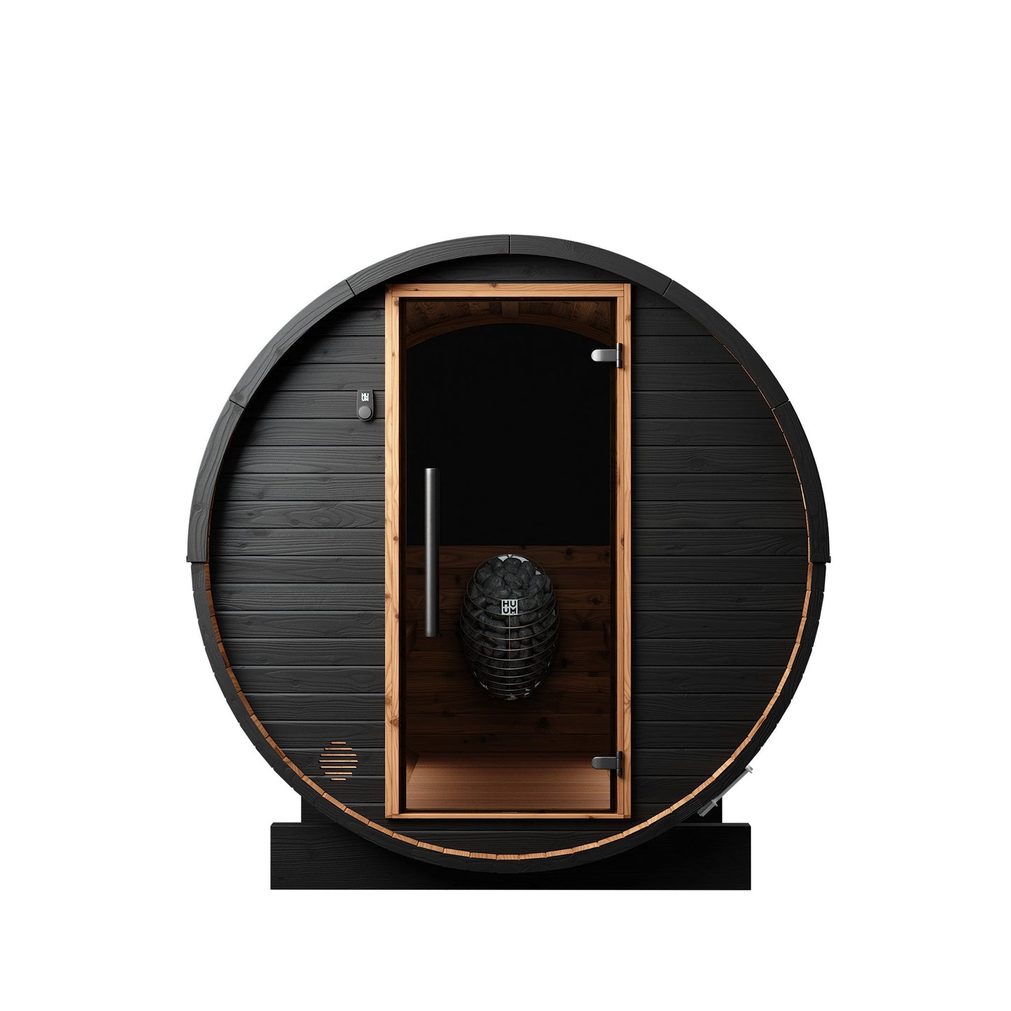 Thermo Wood Barrel Sauna with Window - Small Black (2 - 4 Person) Barrel Sauna | Finnmark Sauna