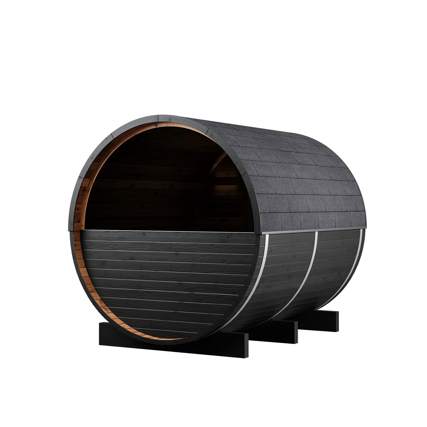 Thermo Wood Barrel Sauna with Window - Small Black (2 - 4 Person) Barrel Sauna | Finnmark Sauna