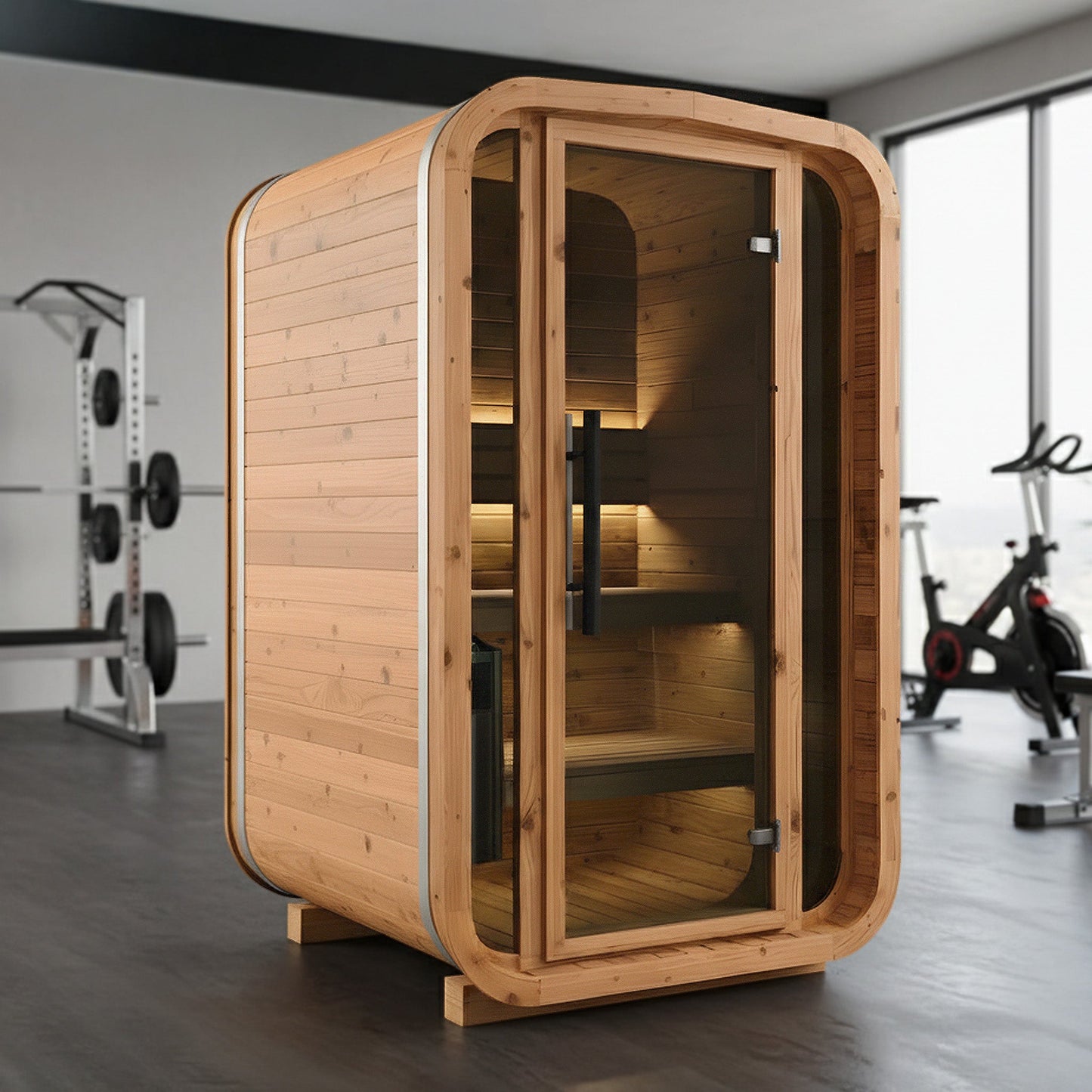 Thermo Wood Cube Indoor Sauna - Mini (2 Person) Barrel Sauna | Finnmark Sauna
