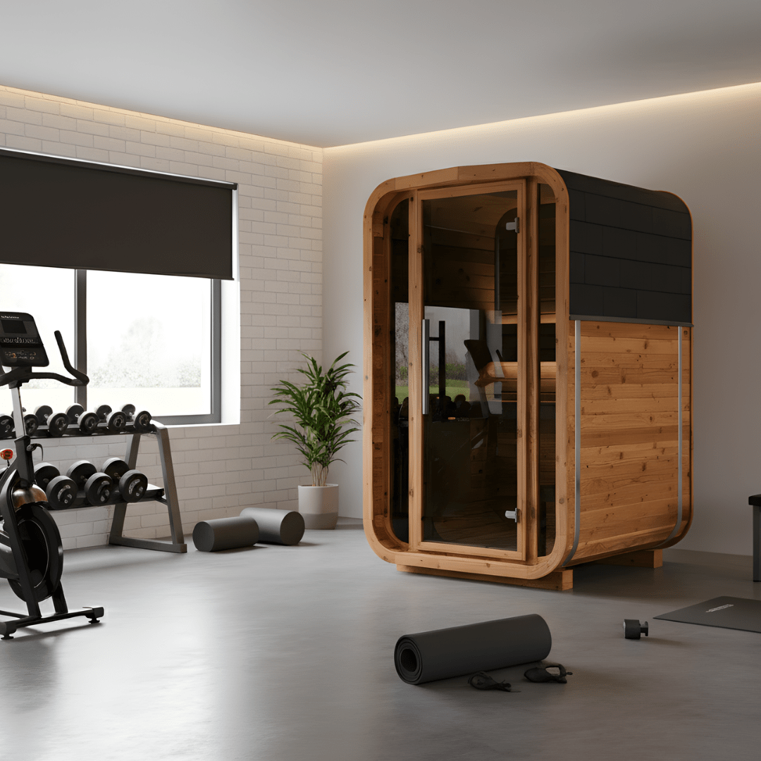 Thermo Wood Cube Indoor Sauna - Mini (2 Person) Barrel Sauna | Finnmark Sauna