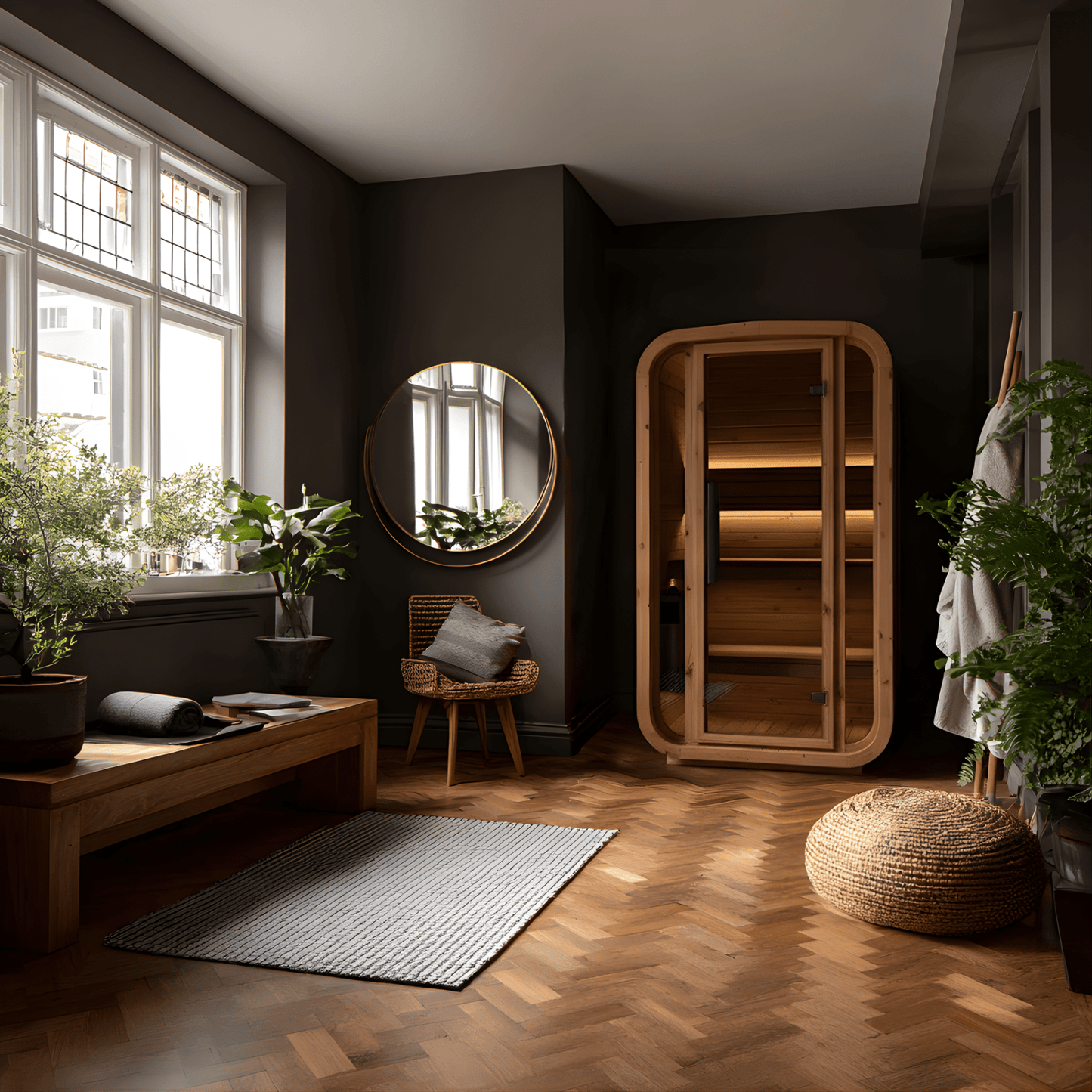 Thermo Wood Cube Indoor Sauna - Mini (2 Person) Barrel Sauna | Finnmark Sauna