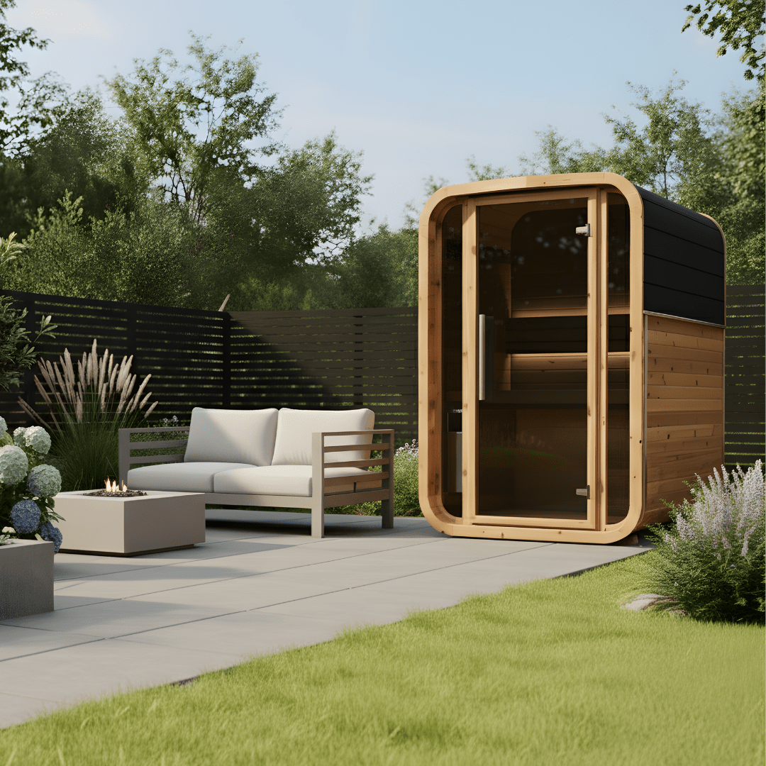 Thermo Wood Cube Sauna - Mini (2 Person) Barrel Sauna | Finnmark Sauna