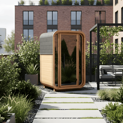 Thermo Wood Cube Sauna - Mini (2 Person) Barrel Sauna | Finnmark Sauna