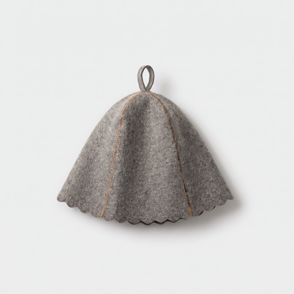 Traditional Grey Sauna Hat 100% Wool - flat lay