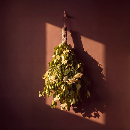 Sauna Whisk Birch & Tansy - lifestyle in sunlight