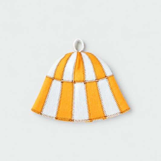 Sauna Hat Orange/White (Polyester Felt) - flat lay