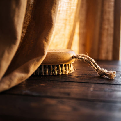 Rento Oval Wooden Nail Brush Bamboo & Natural Hair - lifestyle by linen curtain
