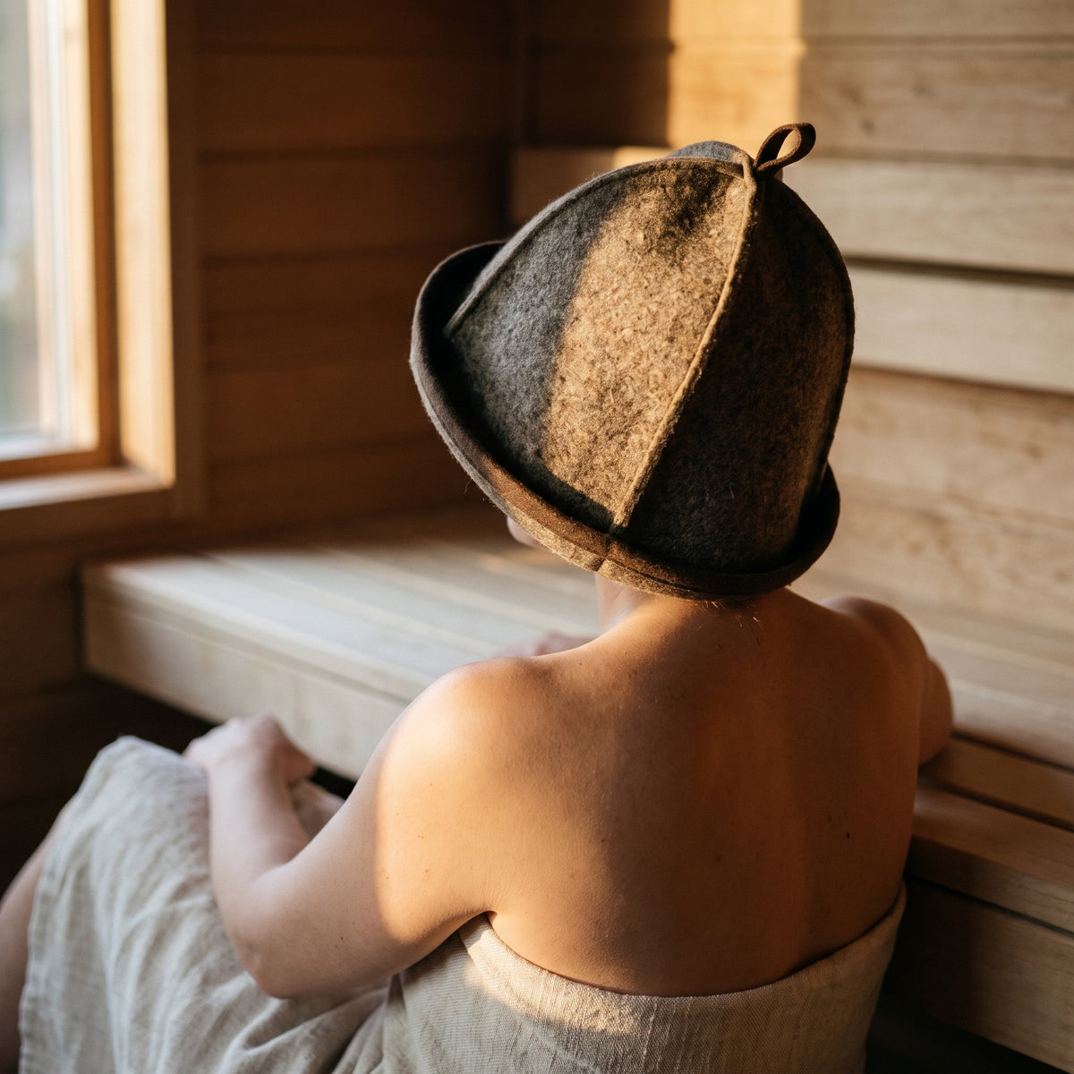 Emendo Felt Sauna Hat Brown - worn