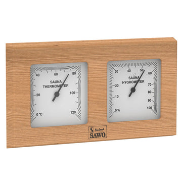 Box Style Sauna Thermometer & Hygrometer Cedar Square Sauna Thermometer | Finnmark Sauna