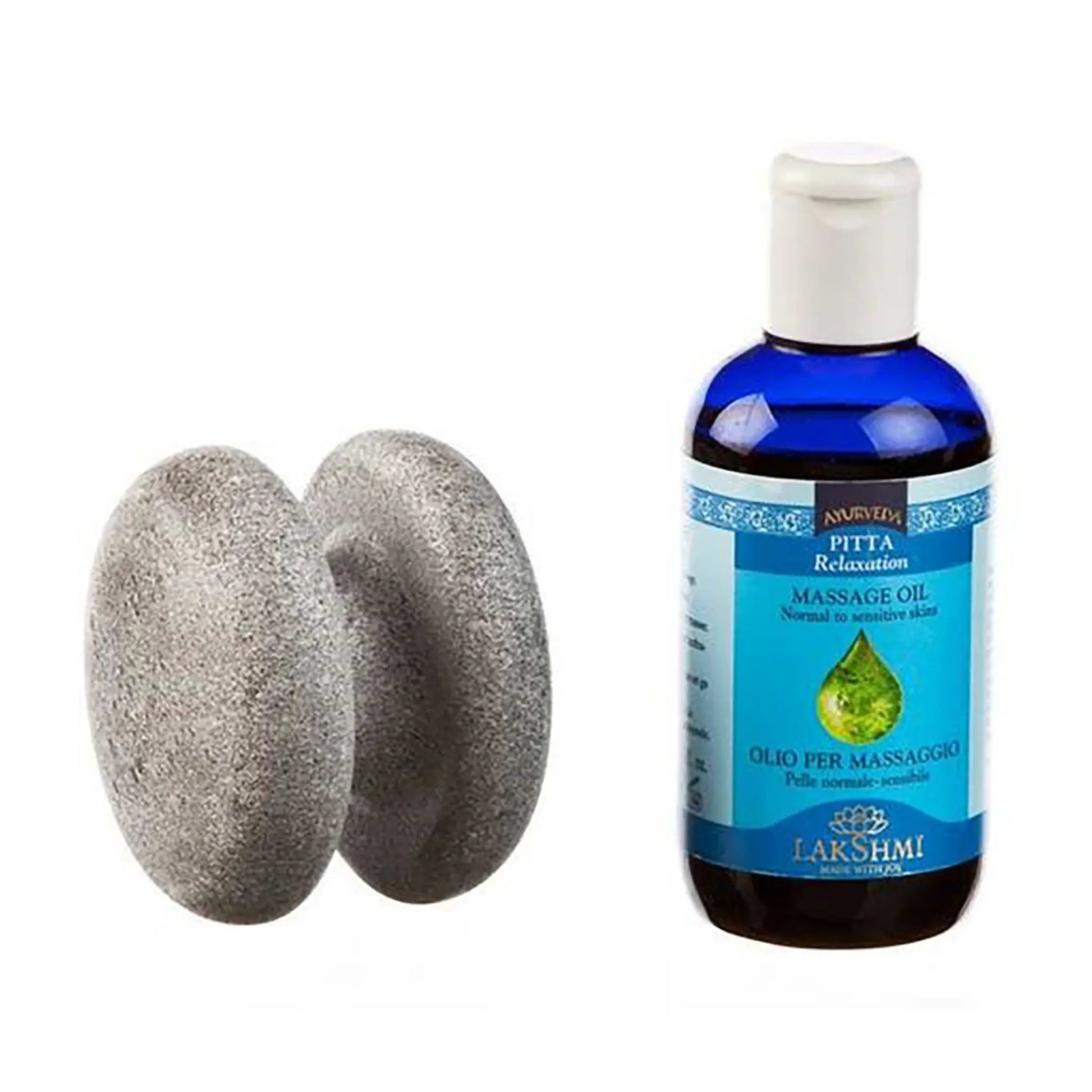 Finnish Soapstone Sauna Massage Stone & Massage Oil Set - Sauna Harmony Joy Soapstone Sauna Massage Stone | Finnmark Sauna