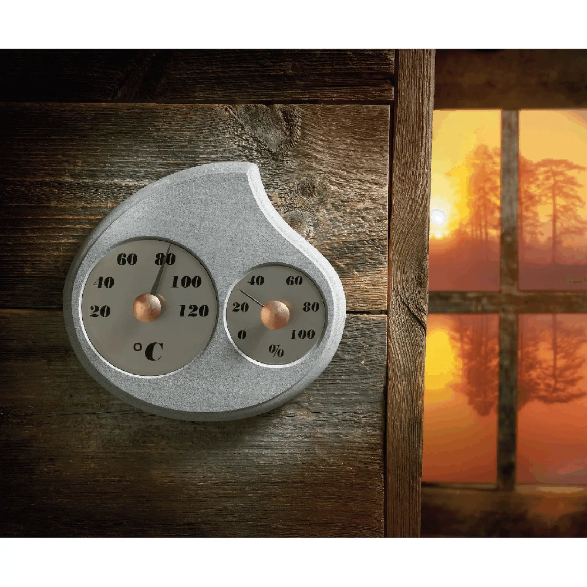 Finnish Soapstone Sauna Thermometer & Hygrometer - Maininki Soapstone Sauna Thermometer & Hygrometer | Finnmark Sauna