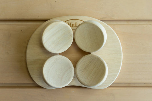 HaLu Abachi Round Wooden Sauna Headrest/Pillow Sauna Pillow | Finnmark Sauna