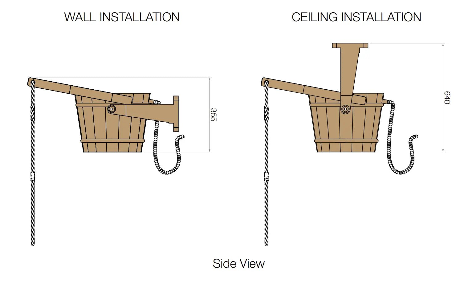 Luxurious Waterfall Effect Pail Shower (18 Litres) Sauna Buckets & Ladles | Finnmark Sauna