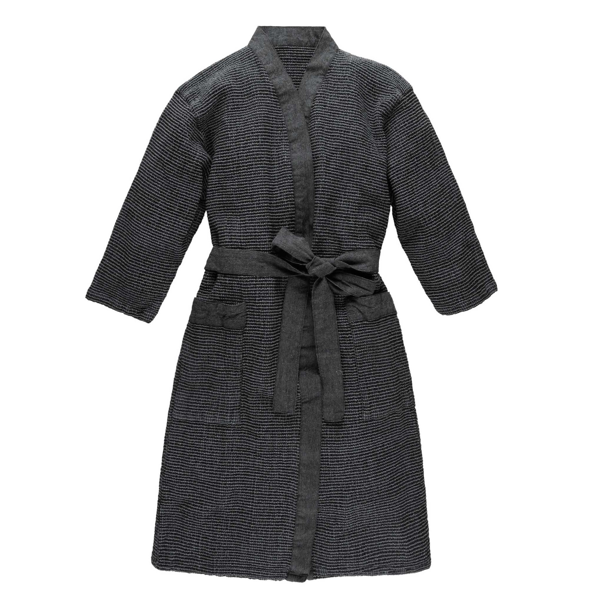 Rento Kenno Bathrobe Recycled Cotton Grey/Black Sauna Robes & Dressing Gowns | Finnmark Sauna