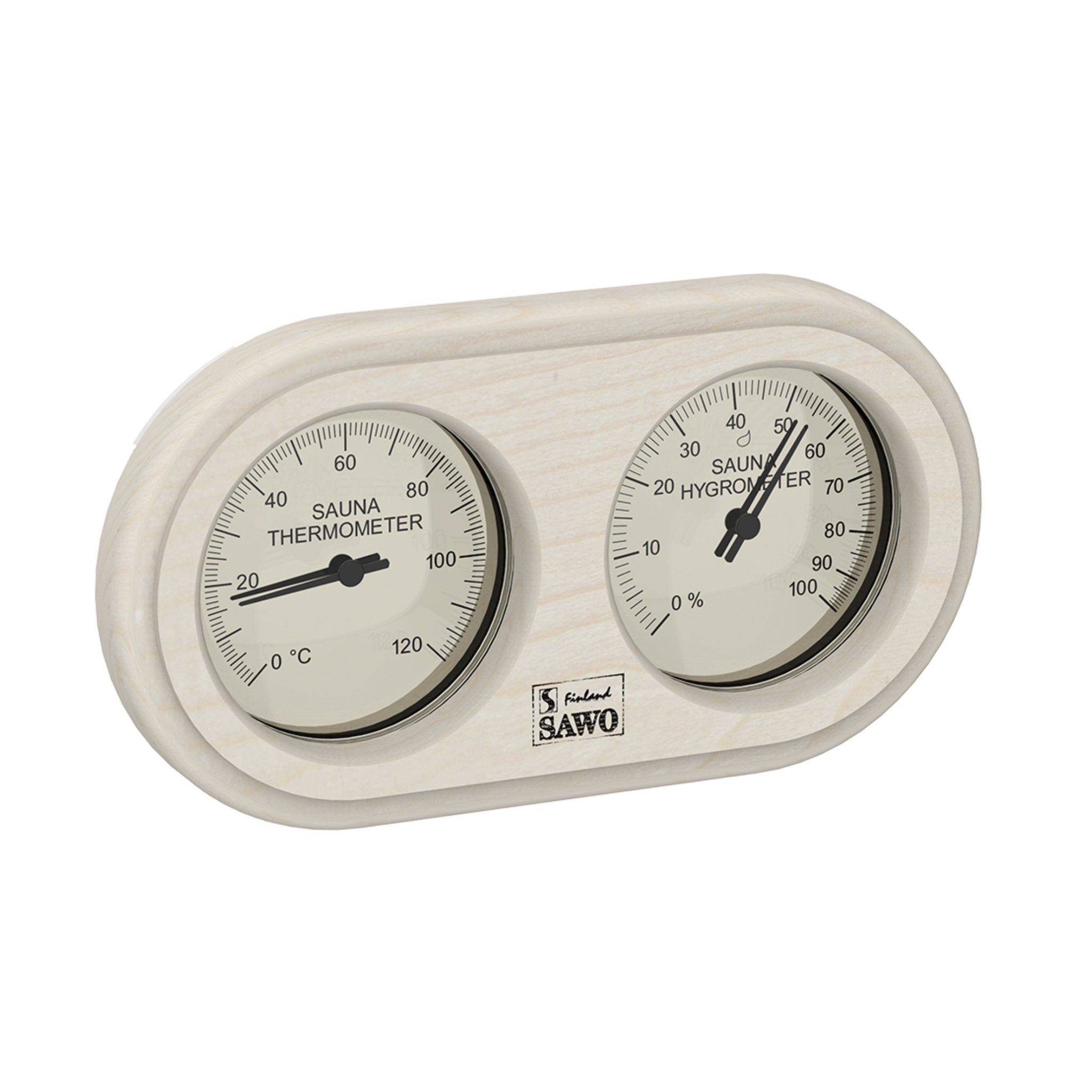 Rounded Style Sauna Thermometer & Hygrometer Aspen Sauna Thermometer | Finnmark Sauna