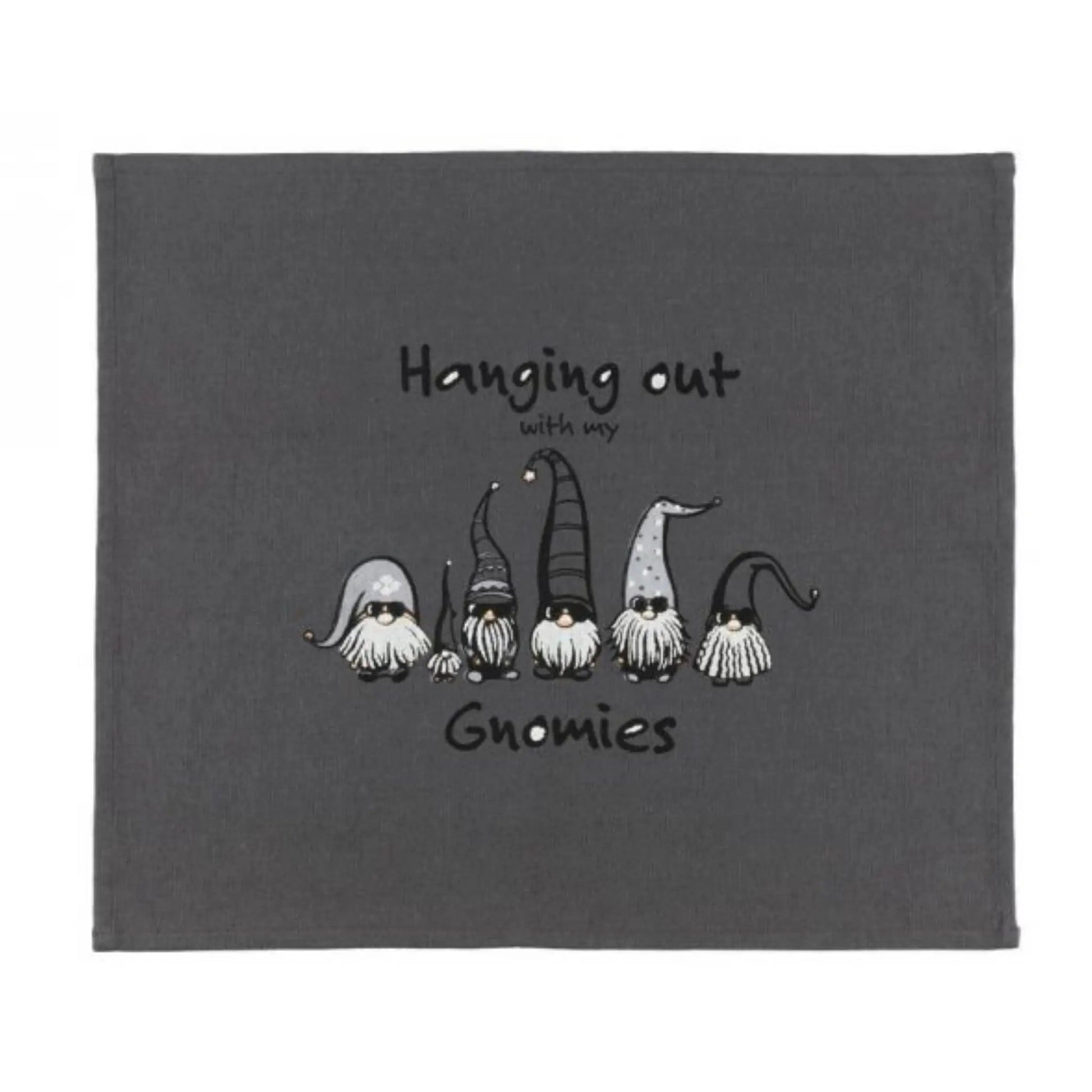 Sauna Seat Cover "Hanging out with my Gnomies" Grey Sauna Seat Cover | Finnmark Sauna