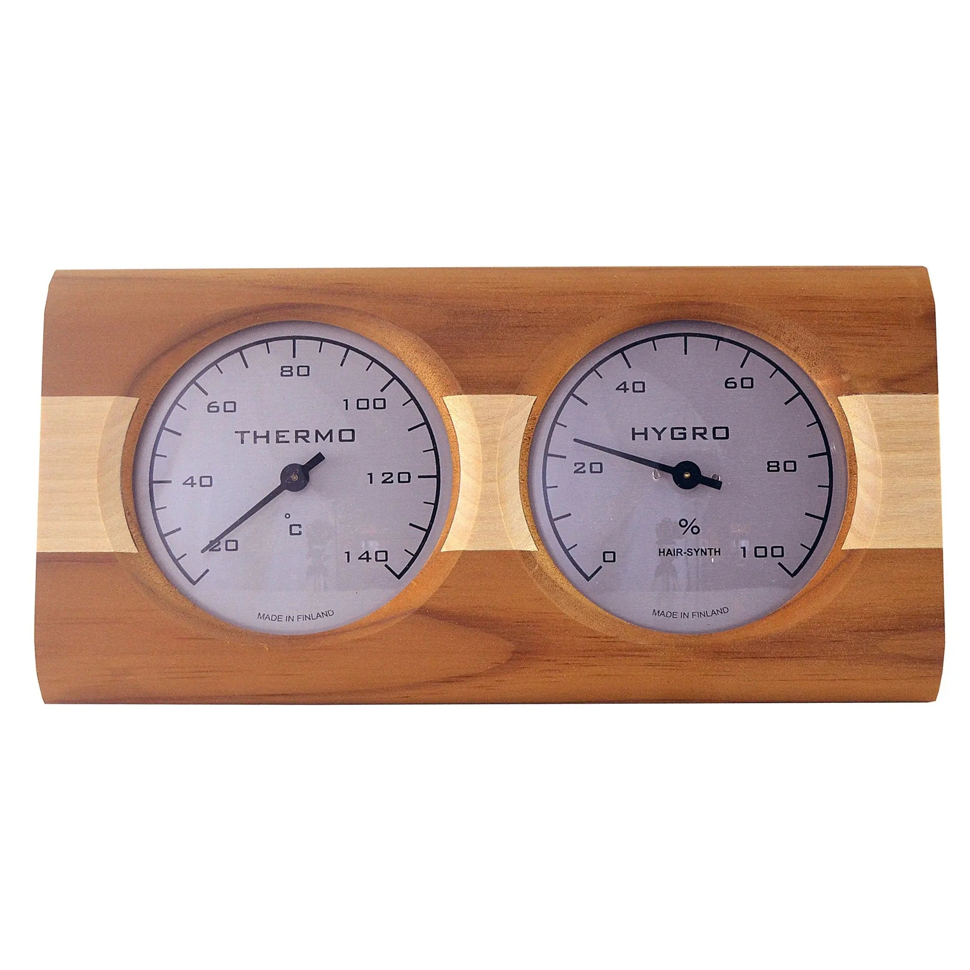 Sauna Thermometer Hygrometer Birch with Pine Stripe Sauna Thermometer/Hygrometer | Finnmark Sauna