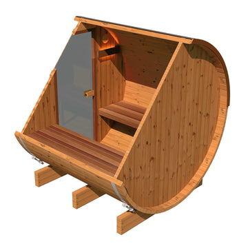 Thermo Wood Barrel Sauna - Small (L: 223 & ø: 194 cm) Barrel Sauna | Finnmark Sauna