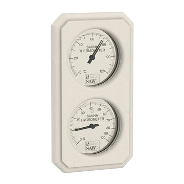 Vertical Box Style Sauna Thermometer & Hygrometer Aspen Sauna Thermometer | Finnmark Sauna