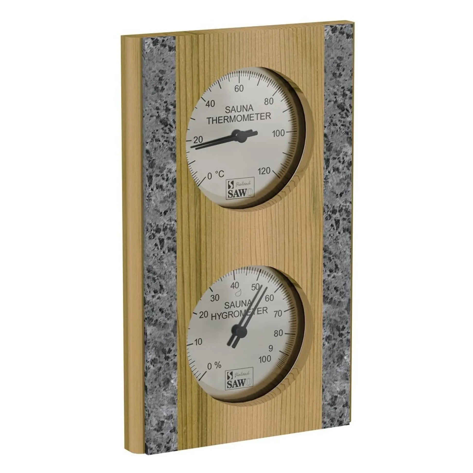 Vertical Sauna Thermometer & Hygrometer Cedar & Stone Sauna Thermometer | Finnmark Sauna